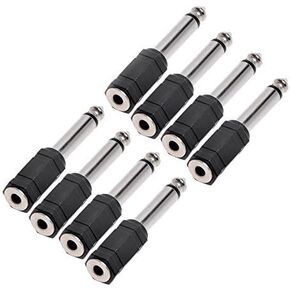 Zramo® Professional Converter Adapter 8 Piece 6.35mm 1/4 Male to 3.5mm 1/8 Female Stereo to Mono Audio Mic Plug Adapter Jack, Microphone Accessory