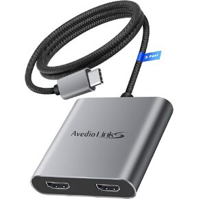 avedio links USB C to 3 HDMI Adapter, SplitExtend HDMI Splitter Extended Display for Triple Monitor with 100W PD Port, Out 1 4K@60Hz, Out 2 and 3 1080p, Display 4 Separate Screens for Windows/Mac OS
