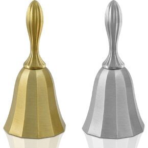 Hand Bell Pleasant Sound Zinc Alloy Call Bell for Alarm Service Pet Training Christmas Gold/Silver 2 PCS