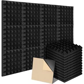 18 Pack Acoustic Foam Panels Self-adhesive, 12 x 12 x 2 Inches High Density Decorative Sound Absorbing Panels, Sound Panels Noise Reducing for Walls, Recoding Studio, Office