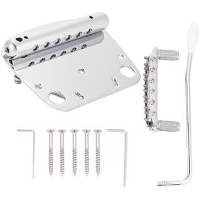 Guitar Tailpiece Set, Plated Copper Zinc Alloy + Steel Adjusted Saddle Height Tailpiece Bridge Set, for Guitars Mustang Guitar