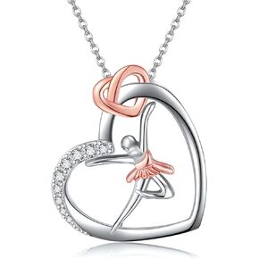 Sterling Silver S925 Ballet/Violinists/Gymnastics/Cello/Runner/Tennis Necklace Jewelry Gifts for Women Christmas Gift