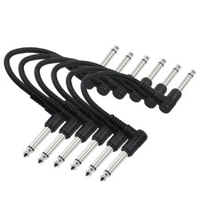 Murtenze 12 Inch Guitar Patch Cables 6 Pack, Black Guitar Effect Pedal Cables, Noise Free and Long-Lasting Right Angle Pedal Board Cables