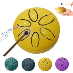 Rain Drum for Outside, 3 Inch 6 Notes Steel Tongue Drum Rain Chime, Chakra Drum for Rain Outdoor, Steel Drum Healing Instrument, Mini Handpan Drum Musical Instruments for Adults Kids