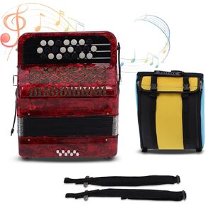 22 Key 8 Bass Accordion,Stable Pitch Hand Polished 22 Key Accordian,Comfortable Sensitive to the Touch Button Accordian, for Beginner with Storage BagDark (Navy Blue)