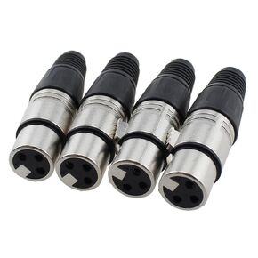 4PCS 3 Pin XLR Female Plug Solder Type Microphone Audio Cable Connector Audio Socket Metal Snake Plug Microphone Cable Connector