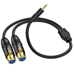 MOTONG XLR Microphone Cable, Gold-Plated Male to Dual XLR Female Unbalanced Interconnection Cable for Microphone, Sound Card, Camcorder & More 0.5M/1.6FT（Male to Female）