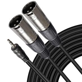 AxcessAbles 1/8 Stereo Male Mini-Jack to Dual Male XLR Audio Cable - 10ft | 1/8 TRS to Dual XLR Male Y-Splitter Cable | 3.5mm Stereo Mini-Jack Male to 2 XLR Male | AxcessAbles AXCTRS18-DXLR403M