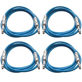 Seismic Audio - SATRX-6-4 Pack of 6' 1/4" TRS to 1/4" TRS Patch Cables - Balanced - 6 Foot Patch Cord - Black and Black