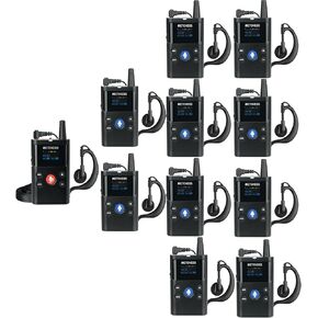 Retekess TT126 Two-Way Wireless Tour Guide System, 2 Way Communication Device, 280m/918ft, Noise Reduction, Plant Tour Headsets with Two Way Microphone (1Transmitter 10 Receiver)