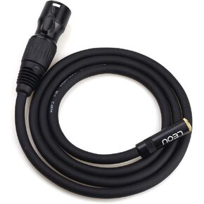 LEOU 3.5mm Female Mini Jack Stereo to XLR Male Microphone Cable, 1/8" Female TRS to XLR 3 Pin Adapter Cord Converter (3.3ft)