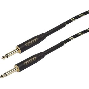 Monoprice 1/4-Inch TS Male to 1/4-Inch TS Male Instrument Cable - 50 Feet- Black, 20AWG, Gold Plated, Copper Braid Shielding - Cloth Series