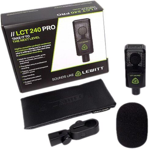ميكروفون مكثف قلبي من Lewitt LCT-240 Pro مع حامل للصدمات (أسود) مع حامل ميكروفون مع ذراع ثابت وكابل XLR in Kuwait