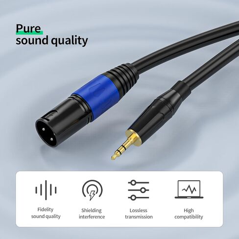 (1 حزمة XLR ذكر إلى 1/4 بوصة (6.35 مم) TRS جاك الرصاص كابل توصيل إشارة متوازن XLR إلى ربع بوصة كابل التصحيح - 5 أقدام in Kuwait