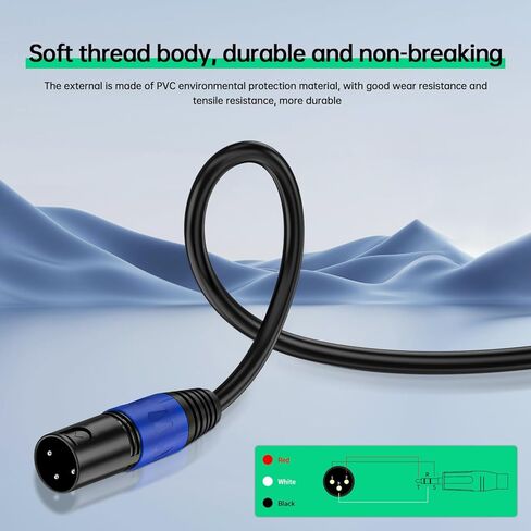 (1 حزمة XLR ذكر إلى 1/4 بوصة (6.35 مم) TRS جاك الرصاص كابل توصيل إشارة متوازن XLR إلى ربع بوصة كابل التصحيح - 5 أقدام in Kuwait