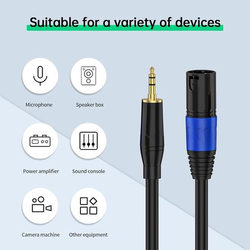 (1 حزمة XLR ذكر إلى 1/4 بوصة (6.35 مم) TRS جاك الرصاص كابل توصيل إشارة متوازن XLR إلى ربع بوصة كابل التصحيح - 5 أقدام in Kuwait