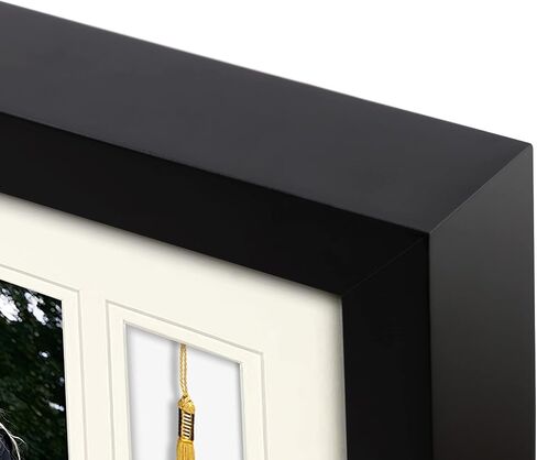 Golden State Art - 10x10 Black Shadow Box Frame - 5x7 Photo - Tassel - Double Mat (Black Over Gold) - Square - Sawtooth Hanger - Wall Mount - Real Glass - Graduation Theme in Kuwait