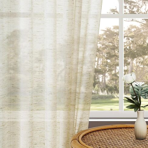 ستائر تيراكوتا شفافة بطول 84 بوصة - ستارة بوهو لغرفة النوم ستارة بوهيمية شبه شفافة محروقة باللون البرتقالي الخيش الخفيف ستارة من الكتان بجيب قضيب، ديكور الخريف والخريف لغرفة المعيشة in Kuwait