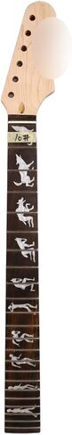 Canada Maple Guitar neck for ST style diy 22 Fret 25.5inch Rosewood Fretboard Man Wolf Inlay Replacement part in Saudi Arabia