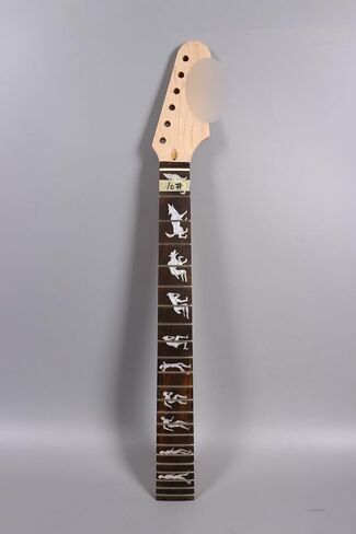 Canada Maple Guitar neck for ST style diy 22 Fret 25.5inch Rosewood Fretboard Man Wolf Inlay Replacement part in Saudi Arabia
