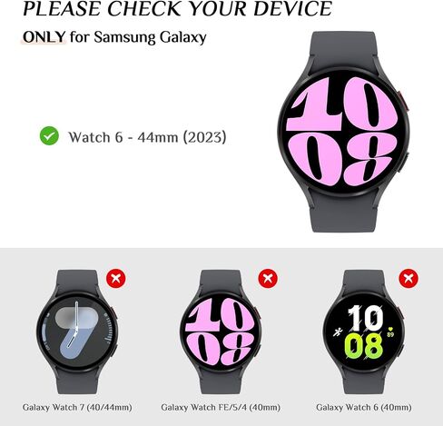 Goton Waterproof Case for Samsung Galaxy Watch 6 Screen Protector 44mm | Daily Water-resistant,No Fog,Touch-Responsive,Easy to install,1-Pack Hard PC Glass Cover in Kuwait