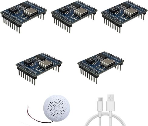 Voice Playback Module,16M Sound Board MP3 Music Player with Speaker,DC3.6-5.2V,USB Downloadable 10 IO Trigger Serial Port Control for Voice Prompts, Broadcast Device Factory, Xmas DIY-5 Pack in Saudi Arabia