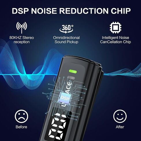 ميكروفون لافالير لاسلكي للهواتف المزودة بمنافذ USB من النوع C، عمر بطارية يصل إلى 40 ساعة مع حافظة شحن بشاشة عرض رقمية لجهاز الإرسال، ميكروفون صغير بطول 82 قدمًا مع خاصية إلغاء الضوضاء (USB من النوع C) in Kuwait