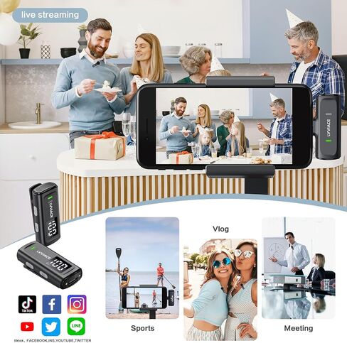 ميكروفون لافالير لاسلكي للهواتف المزودة بمنافذ USB من النوع C، عمر بطارية يصل إلى 40 ساعة مع حافظة شحن بشاشة عرض رقمية لجهاز الإرسال، ميكروفون صغير بطول 82 قدمًا مع خاصية إلغاء الضوضاء (USB من النوع C) in Kuwait