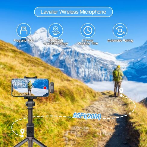 ميكروفون Lavalier اللاسلكي لأجهزة iPhone iPad، التوصيل والتشغيل، ميكروفون تسجيل لاسلكي صغير مكون من قطعتين مع تقليل الضوضاء، ميكروفونات مثبتة للبث المباشر، مدونة فيديو (2 في 1/iOS، لا يتطلب تطبيق) in Kuwait