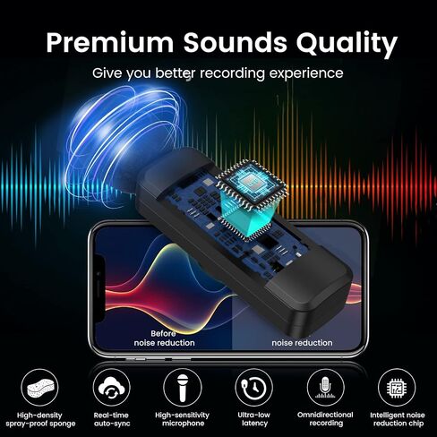 ميكروفون لاسلكي Lavalier Lapel لأجهزة iPhone، وiPad، وميكروفونات تسجيل مزدوجة منخفضة للغاية مع شريحة تقليل الضوضاء لوقت إنشاء طويل لشخصين، والبث المباشر، والمقابلات in Saudi Arabia