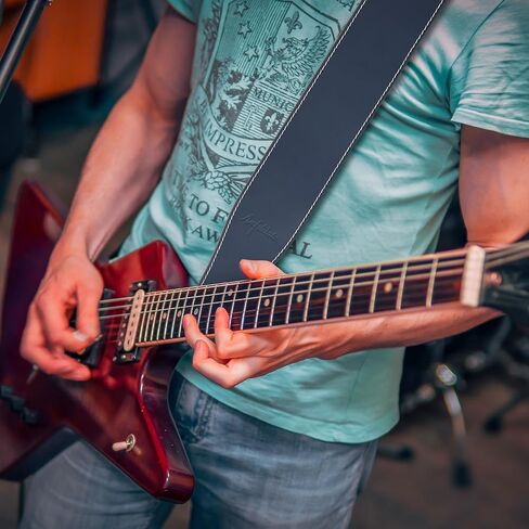 Nefelibata Guitar Strap, 3-inch Wide Full Grain Leather, Extra Wide Lightweight and Soft for Men and Women for Acoustic, Bass and Electric Guitar in Kuwait