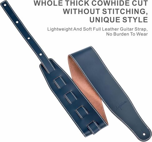 Nefelibata Guitar Strap, 3-inch Wide Full Grain Leather, Extra Wide Lightweight and Soft for Men and Women for Acoustic, Bass and Electric Guitar in Kuwait