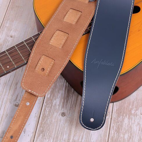 Nefelibata Guitar Strap, 3-inch Wide Full Grain Leather, Extra Wide Lightweight and Soft for Men and Women for Acoustic, Bass and Electric Guitar in Kuwait
