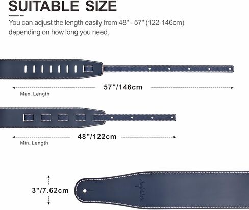 Nefelibata Guitar Strap, 3-inch Wide Full Grain Leather, Extra Wide Lightweight and Soft for Men and Women for Acoustic, Bass and Electric Guitar in Kuwait