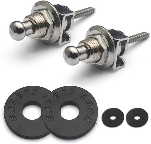 SAPHUE 2PCS Guitar Strap Button Metal Chrome Bass Strap Lock Skidproof StrapLock Locking Pegs Pins Guitar Strap Buttons Pins Metal End (Black) in Saudi Arabia
