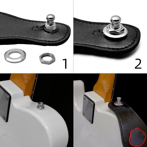 SAPHUE 2PCS Guitar Strap Button Metal Chrome Bass Strap Lock Skidproof StrapLock Locking Pegs Pins Guitar Strap Buttons Pins Metal End (Black) in Saudi Arabia