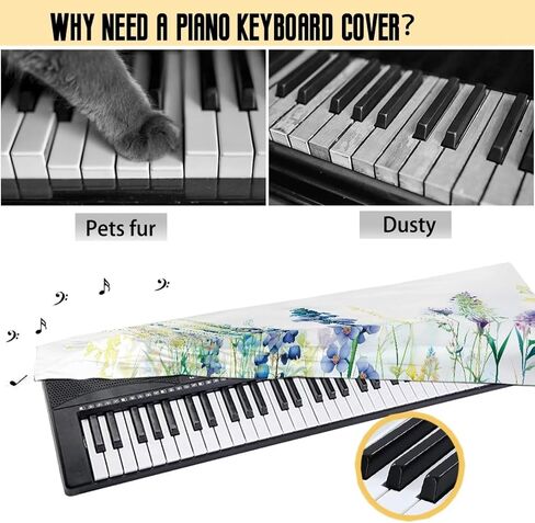 Purple Flower Piano Music Keyboard Dirt Proof Cover Piano Keyboard Dust Cover Anti-Scratch Electronic Keyboard Cover Must Have Piano Accessories, 88 Keys in Saudi Arabia