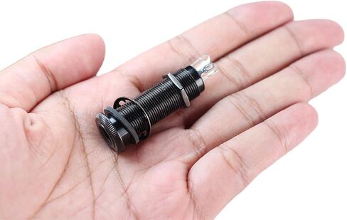 6.35mm Brass Mono Guitar Bass Barrel Jack Socket Cylinder Input Output Jack with 3 Pins Black in Kuwait