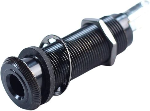 6.35mm Brass Mono Guitar Bass Barrel Jack Socket Cylinder Input Output Jack with 3 Pins Black in Kuwait