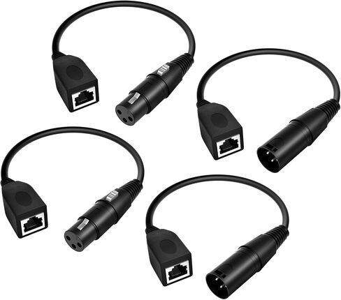 3 Pin XLR to RJ45 Adapter 【Upgraded】1ft RJ45 to 3 Pin for DMX Male Adapter 3 Pin DMX Cable 1ft for DMX-CON Controller Series Stage and Recording Studio XLR 3 Pin to RJ45 Male and Female Adapter (4) in Kuwait