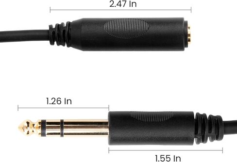 1/4 Extension Cable, Headphone Extension Cable Quarter inch TRS Male to Female Stereo Guitar Extension Cable Cord - 5.9 ft, Black in Saudi Arabia