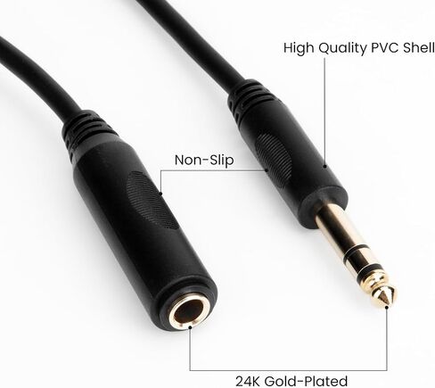 1/4 Extension Cable, Headphone Extension Cable Quarter inch TRS Male to Female Stereo Guitar Extension Cable Cord - 5.9 ft, Black in Saudi Arabia