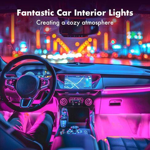 مصابيح LED للسيارة من orahon، تحكم ذكي في التطبيقات، مصابيح RGB داخل السيارة DIY وضع الموسيقى الديناميكي الملون 4 قطع أضواء شريطية للسيارات مع شاحن سيارة، تيار مستمر 12 فولت in Kuwait