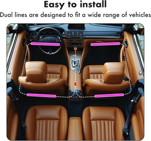 مصابيح LED للسيارة من orahon، تحكم ذكي في التطبيقات، مصابيح RGB داخل السيارة DIY وضع الموسيقى الديناميكي الملون 4 قطع أضواء شريطية للسيارات مع شاحن سيارة، تيار مستمر 12 فولت in Kuwait