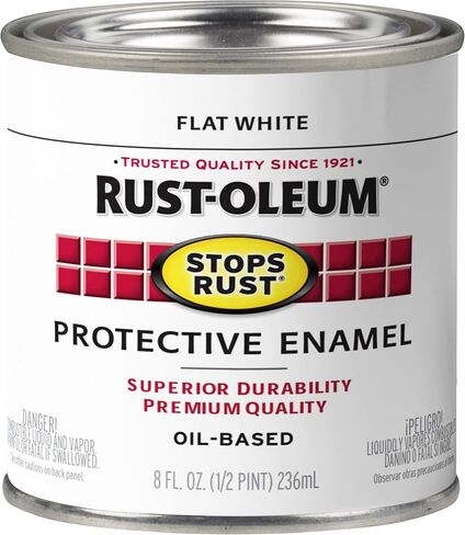 طلاء المينا الواقي من Rust-Oleum 7790502 يوقف الصدأ، 32 أونصة، أبيض مسطح، 1 كوارت (عبوة من قطعة واحدة) in Kuwait