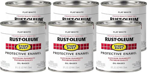 طلاء المينا الواقي من Rust-Oleum 7790502 يوقف الصدأ، 32 أونصة، أبيض مسطح، 1 كوارت (عبوة من قطعة واحدة) in Kuwait