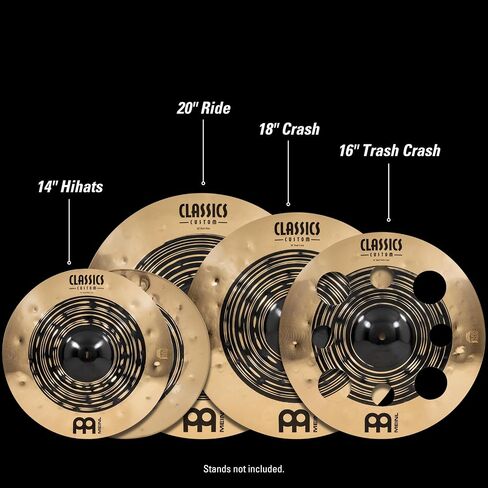 Meinl Cymbals Classics مجموعة صندوق مجموعة الصنج المزدوجة الكاملة المخصصة، لمسة نهائية داكنة ورائعة - صنع في ألمانيا - للصخور والمعادن والانصهار، ضمان لمدة عامين (CCDU141620) in Saudi Arabia