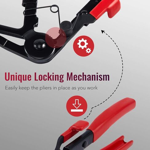 Orion Motor Tech 9pc Hose Clamp Pliers, Hose Clamp Remover Kit with Flexible Wire Long Reach Hose Clamp Clic R Type Swivel Jaw and Flat Band Pliers for Coolant Radiator Heater and Water Hose in Kuwait