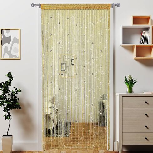 Atsweetlife مطرز ستارة الباب سلسلة الستائر، ستائر الخرز المدخل معلقة غرفة المقسم مطرز ديكور الهبي بريق هامش لوحة خزانة نافذة الأبواب الترتر بوهو الأبواب شرابة (الذهب) in Kuwait