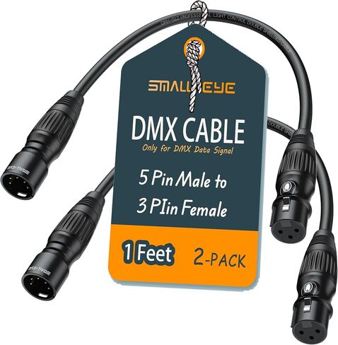 5 Pin to 3 Pin DMX Cable 1 ft 2 Pack - Premium 5 Pin Male to 3 Pin Female DMX Lighting Cables 1 Foot in Saudi Arabia